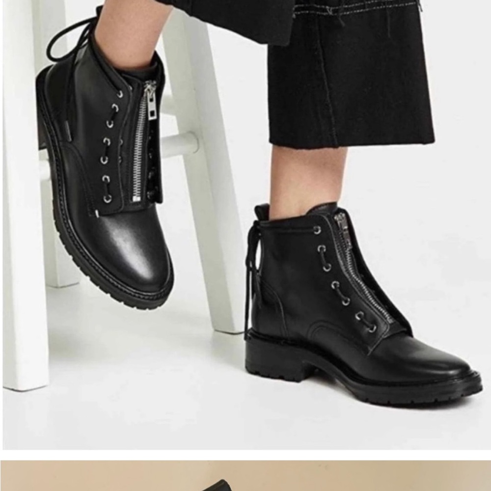 Rag & Bone Cannon Boots Black Zip up Combat Size 36